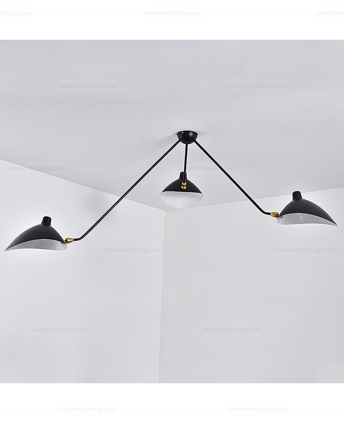 Serge Mouille 3 Lamp Spider Arm Ceiling